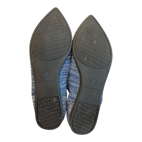 Rothy's Womens The Point Toe Blue Woven Packable Flats Sz 8 - Picture 2 of 4